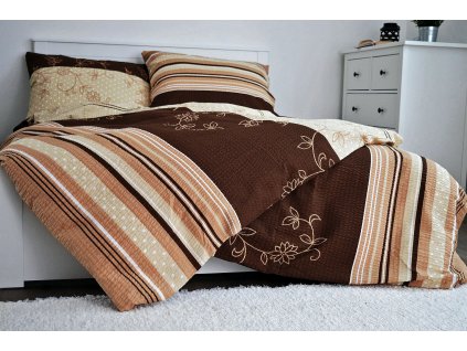 Krepové obliečky Bezkvet hnedý 200x220 + 2x 50x70