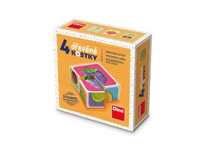 OVOCE 4 Dřevěné kostky, Dino kubusy, W000204