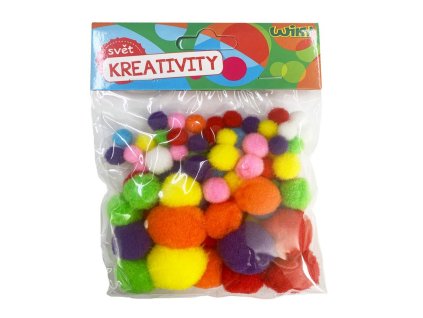 Pom pom mix velikostí, 80ks, W011811