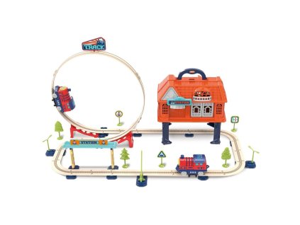 Vlaková dráha v kufříku 69 dílků 67x36,5x36,5 cm, Wiky Vehicles, W038653