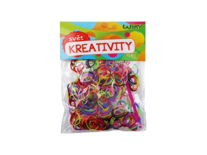 Kouzelné zaplétací gumičky dvoubarevné, mix barev 300 ks + příslušenst, W011589
