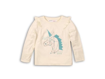 Tričko dívčí bavlněné s dlouhým rukávem, Minoti, FORTUNE 9, krémová - 68/80