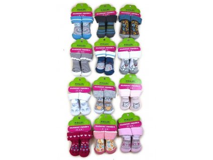 ponožky kojenecké na kartě (0 až 6m), Pidilidi, PD107, mix - 0-6m