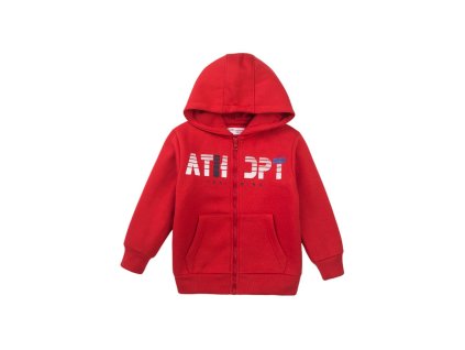 Mikina chlapecká s kapucí, Minoti, 7BZTHRU 3, červená - 80/86
