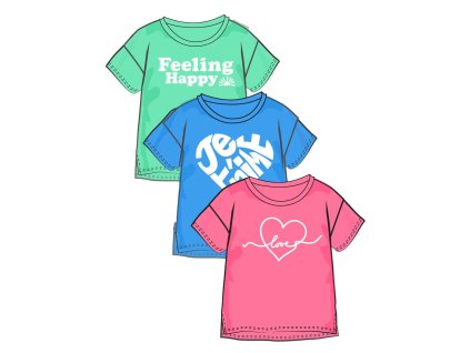 Tričko dívčí s krátkým rukávem 3pack, Minoti, 14tee 53, Holka - 128/134