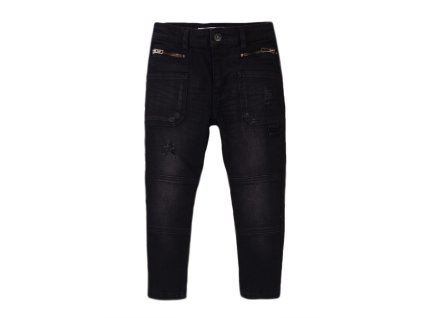 Kalhoty chlapecké džínové s elastanem, Minoti, Stereo 9, černá - 98/104