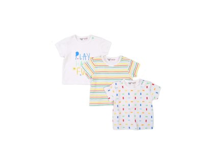 Tričko kojenecké s krátkým rukávem 3pack, Minoti, Smiling 4, bílá - 56/62
