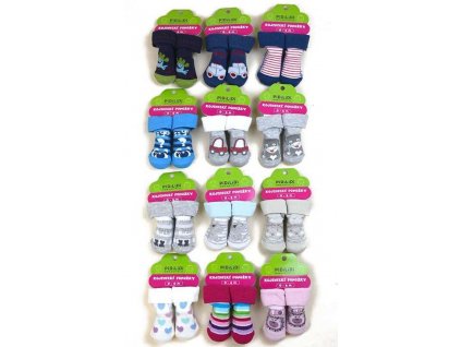 ponožky kojenecké na kartě (0 až 6m), Pidilidi, PD113, mix - 0-6m