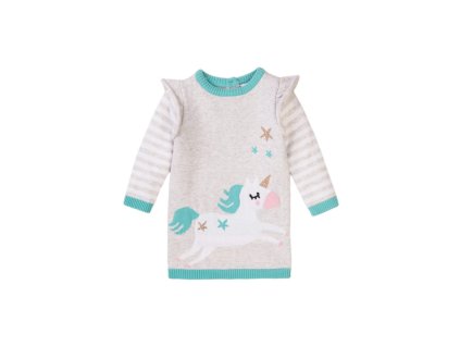 Šaty dívčí úpletové, Minoti, Magical 9, šedá - 80/86