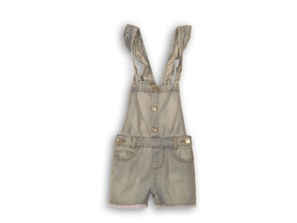 Kraťasy dívčí s laclem - odlehčená džínovina, Minoti, Shell 8, světle modrá - 98/104