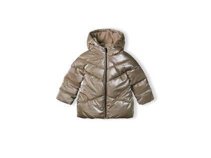 Kabát dívčí prošívaný Puffa s chlupatou podšívkou, Minoti, 16coat 20, hnědá - 92/98