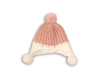 Čepice zimní dívčí s bambulemi, Minoti, DEER 15, růžová - 12-24m