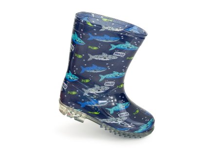 chlapecké holínky PVC - potisk žralok, Pidilidi, PL0036-04, modrá - 22