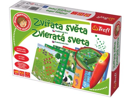 Malý objevitel Zvířata světa + kouzelná tužka edukační společenská hra v krabici 33x23x6cm, Trefl, W84546