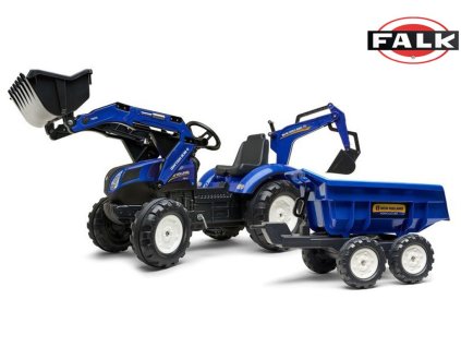 Traktor šlapací New Holland T8 s nakladačem, rypadlem a maxi vleč, Falk, W012723