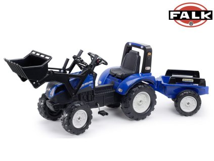 Šlapací traktor 3090M New Holland T8 s nakladačem a vlečkou, Falk, W014097