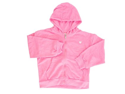 Mikina divčí s kapucí celopropínací, Minoti, 10ZIPEMB 5, růžová - 146/152