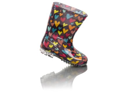 dívčí holínky PVC - barevné srdíčka, Pidilidi, PL0088, Holka - 22