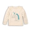 Tričko dívčí bavlněné s dlouhým rukávem, Minoti, FORTUNE 9, krémová - 68/80
