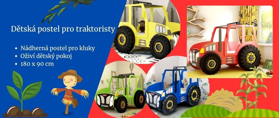 postel ve tvaru traktoru