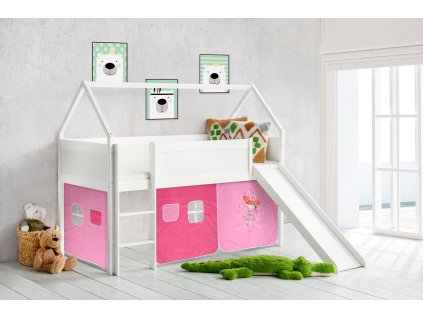 vyvýšená postel se skluzavkou domek princezna bílá