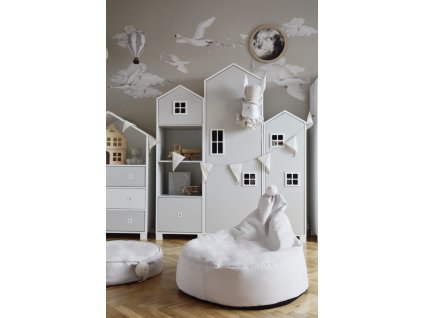 sedací vak s bambulkou krémový