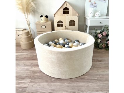 suchý bazén s kuličkama sametový béžový
