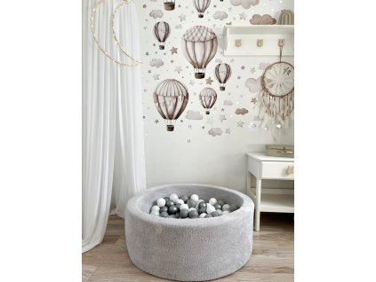 suchy bazen plysovy kulaty sedy