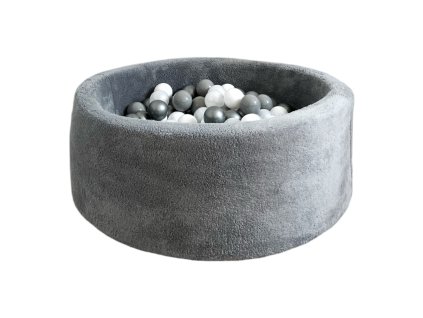 kulaty bazen plysovy sedy