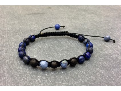 náramky z minerálů, lapis lazuli, sodalit, láva náramek shamballa