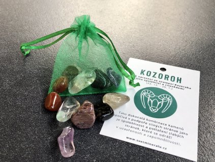 křišťál, růženín,záhněda, balíček minerálů obsidián, jaspis, onyx balíček minerálů pro znamení KOZOROH