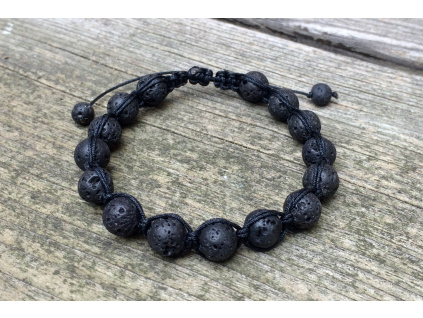 Láva náramek shamballa, kulička 10 mm - černá