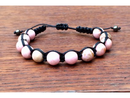 achát růžový náramek shamballa