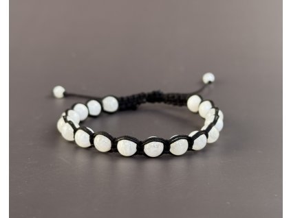 náramky z minerálů a polodrahokamů, náramek pletený shamballa z měsíčního kamene bílého, šperky s měsíčním kamenem