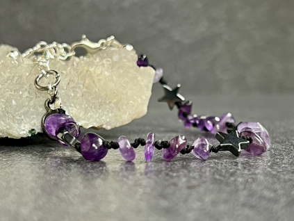 16596 6 kotnikove naramky z mineralu a polodrahokamu ametystovy kotnikovy naramek sperky na nohu z ametystu a hematitu