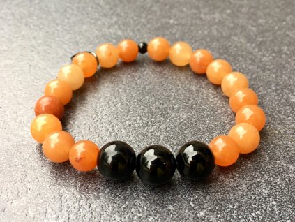 Avanturín oranžový, onyx náramek