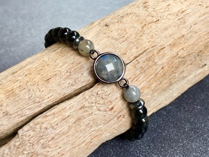 obsidián, labradorit, hematit náramek
