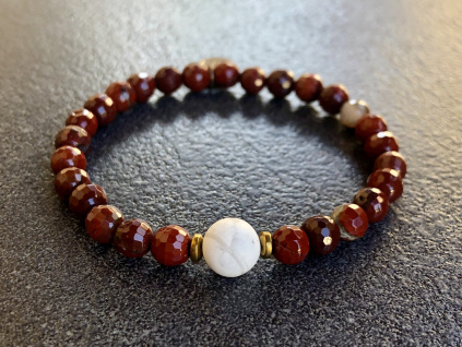 26509 1 naramky z mineralu jaspis brekcie faset magnezit hematit naramek