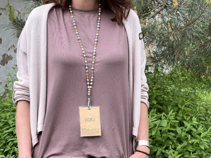 34075 9 snurka na vizitky a jmenovky z mineralu originalni snurka na krk z achatu magnezitu jadeitu a jaspisu nahrdelnik z mineralu sperk na krk