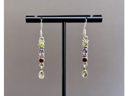 35584 5 nausnice z drahych brousenych kamenu nausnice z mixu brousenych kamenu olivin ametyst granat a citrin sperky z drahych brousenych drahokamu
