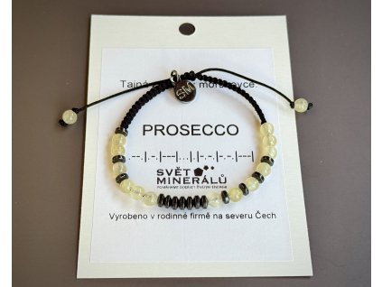 náramky z minerálů a polodrahokamů, náramek s tajným vzkazem v morseově abecedě PROSECCO, šperky z kalcitu