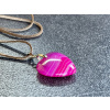 15867 2 privesky z mineralu achat fuchsiovy ruzovy privesek srdce