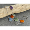 30495 2 nahrdelniky z mineralu achat mix barev kosticky nahrdelnik chain na stribrnem retizku