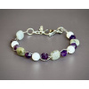 náramky z minerálů a polodrahokamů, náramek na nerezovém šperkařském drátku, labradorit, magnezit, ametyst, šperky z mixu kamenů