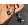 5574 2 privesky z mineralu obsidian vlockovy privesek srdce