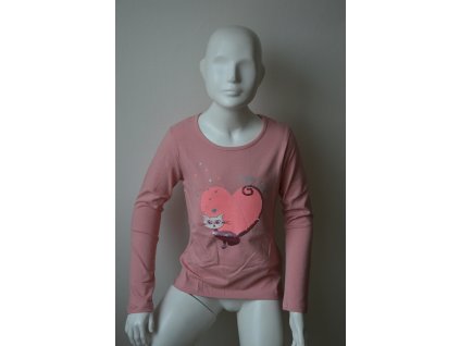Dívčí triko s dlouhým rukávem Kugo WL 9362 - růžové