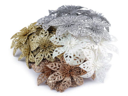 Vianočná hviezda na drôtiku s glitrami (Varianta 2 strieborná)