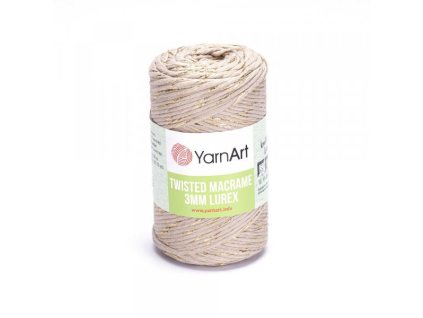 Twisted Macrame Lurex 3mm - 753 béžová-zlatá