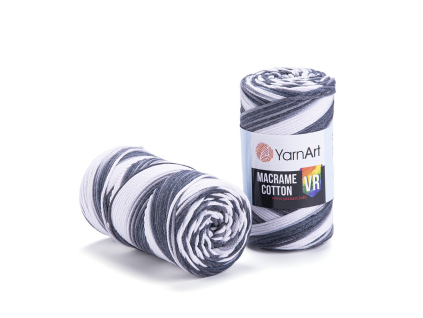 Macrame Cotton VR 910 - biela-šedá