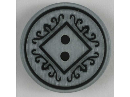 Gombík plastový - Šedý s ornamentom Ø18 mm